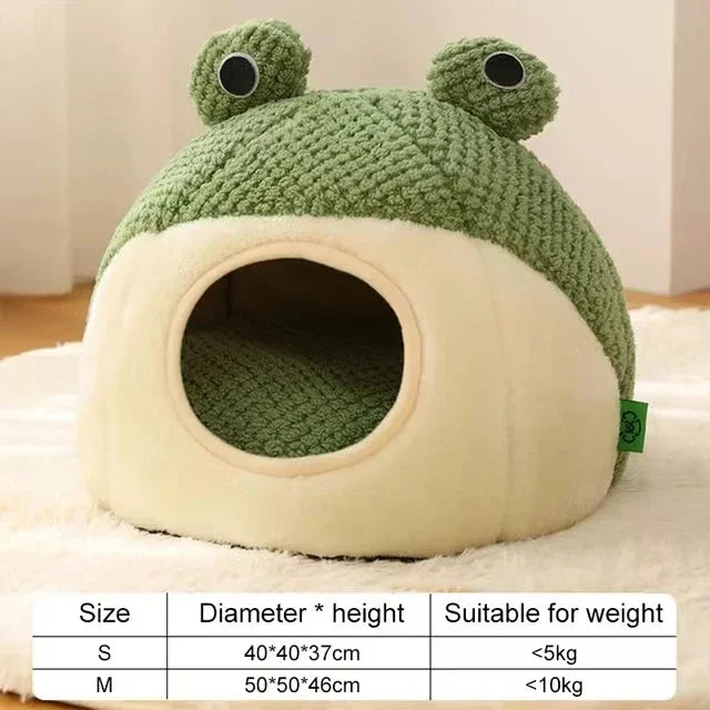 BPEDTCN Plush Frog Shape Cat House Nesting Bed For Cats