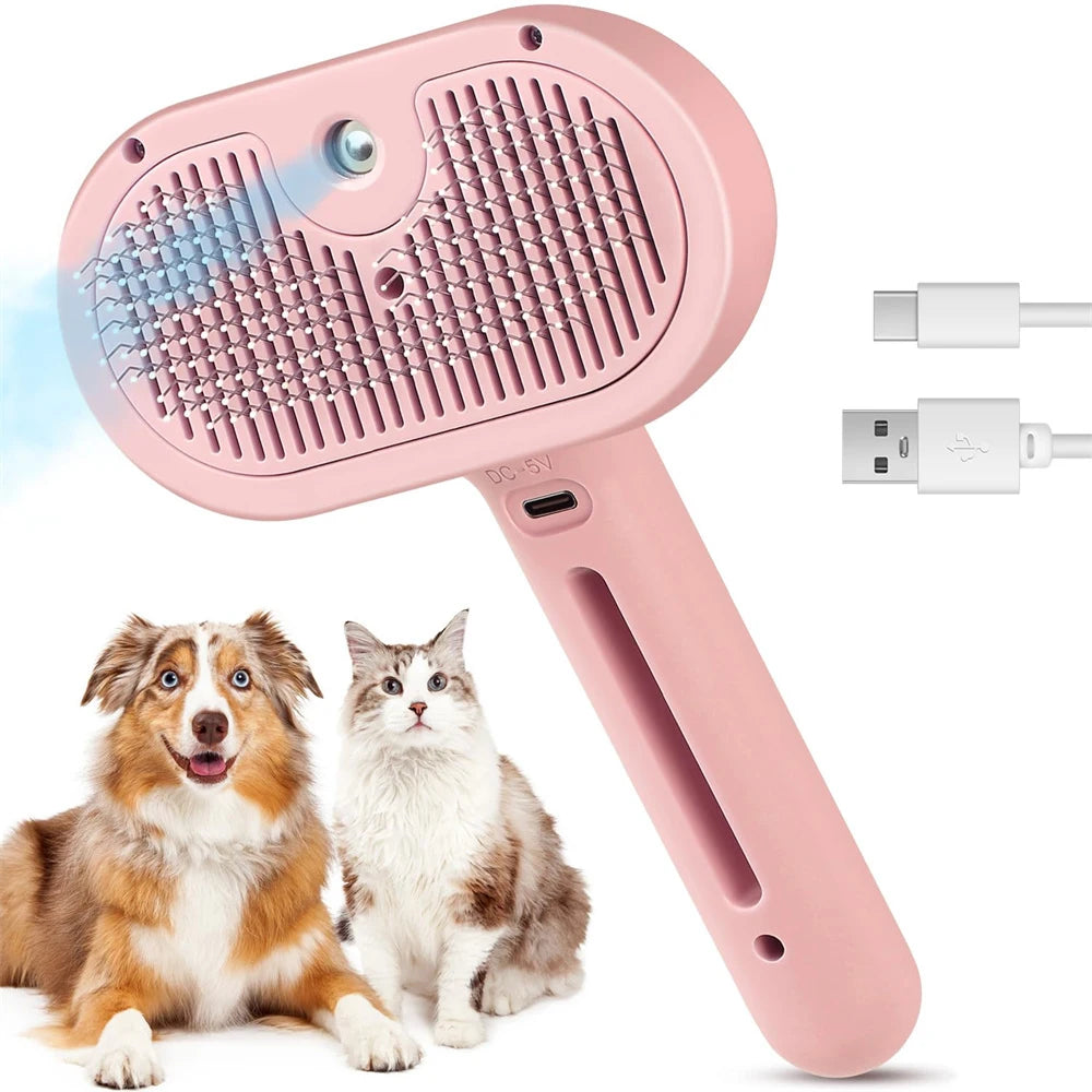 Hign-concerned 3 In 1 Cat Dog Steam Brush Self Cleaning