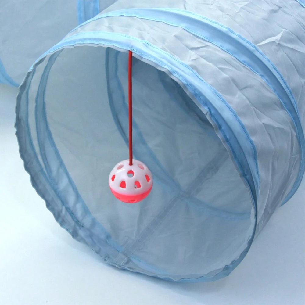3 Way Foldable Cat Tunnel Interactive Toy With Peep Hole