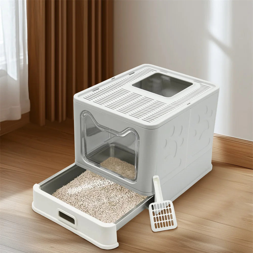 Feature Enclosed Stainless Steel Cat Litter Box Lid Incl