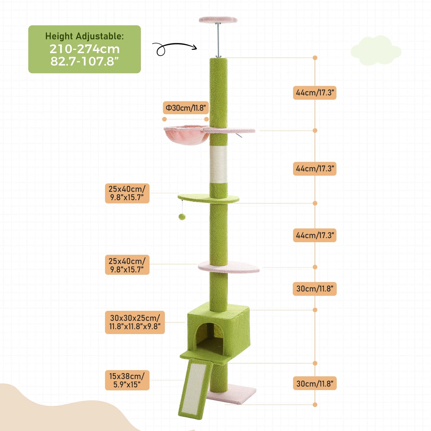 PEQULTICN Cat Tree Tall Indoor Condo With Scratching Post