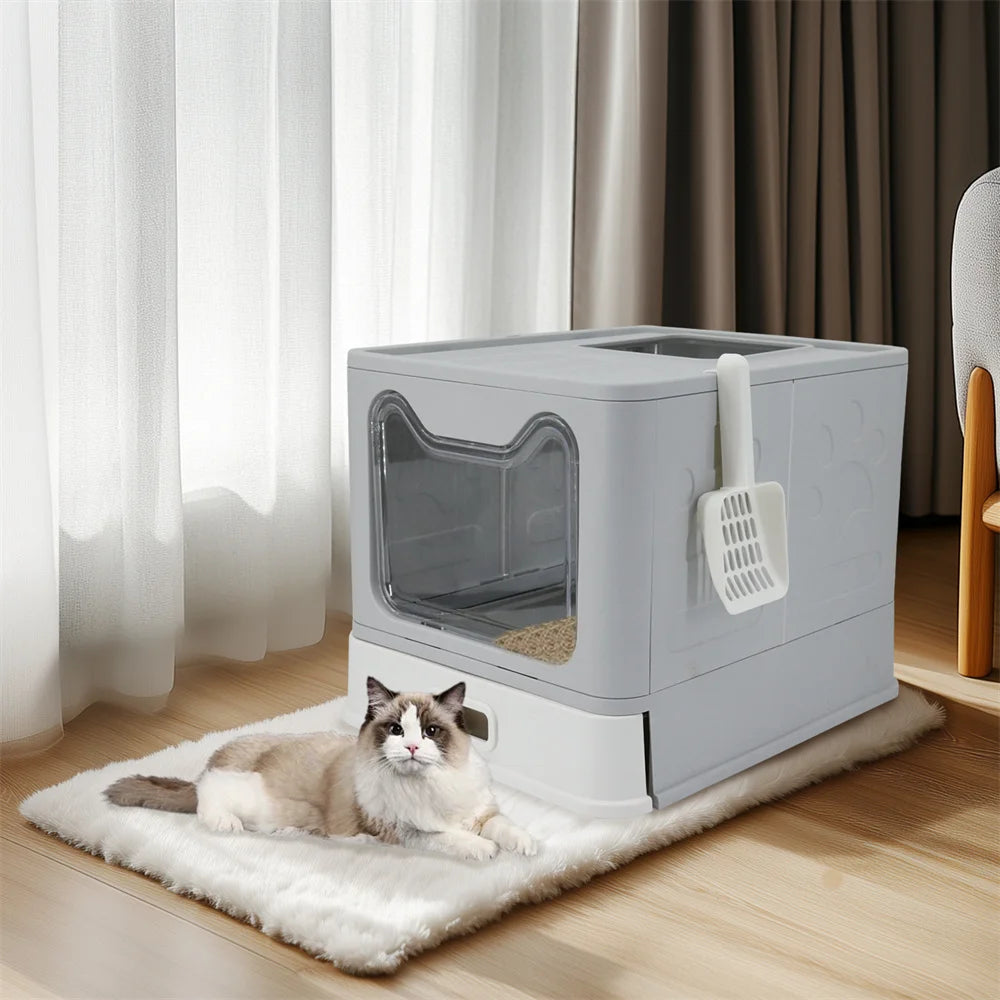 Feature Enclosed Stainless Steel Cat Litter Box Lid Incl