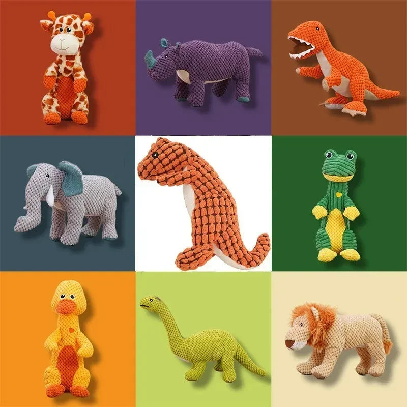 Hign-concerned Squeaky Dog Toys Lion Dinosaur Plush Chew