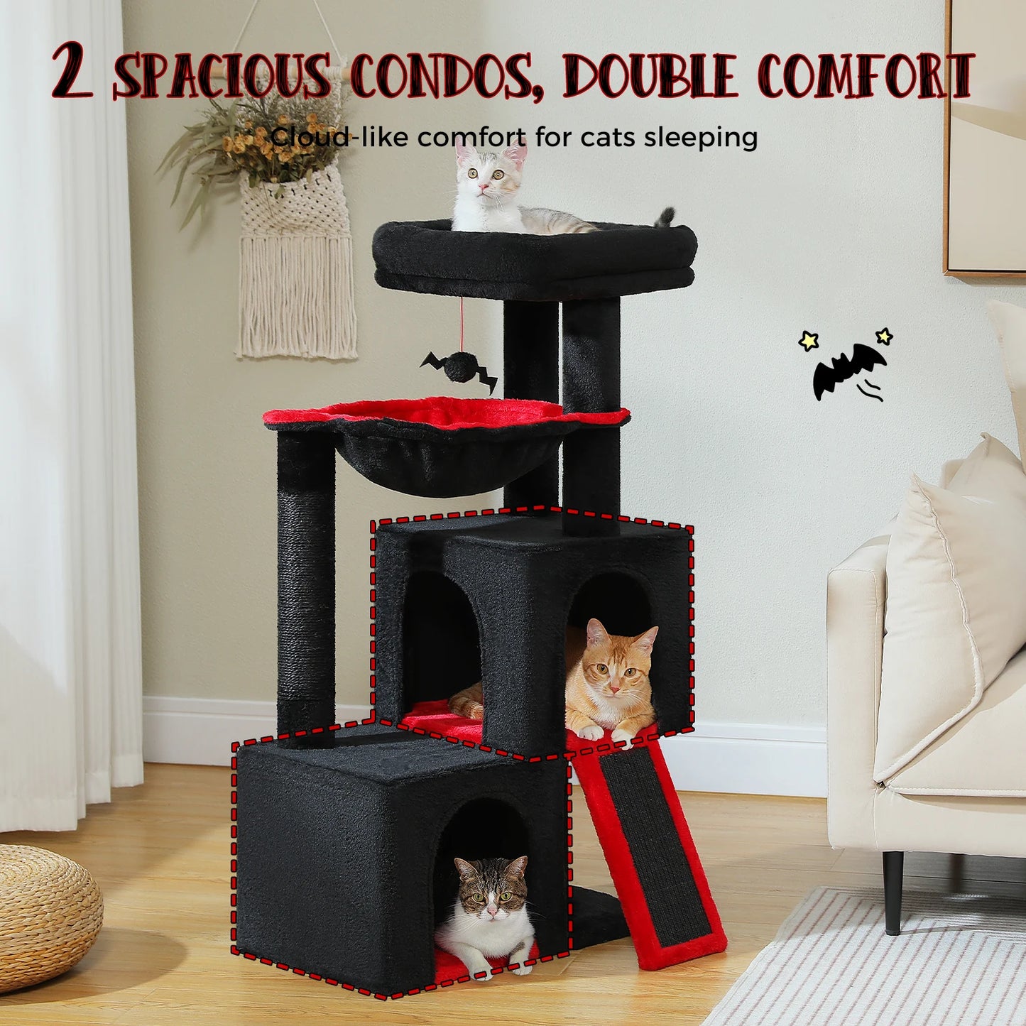 PEQULTICN Large Cat Tree Indoor Multi Level With Condos
