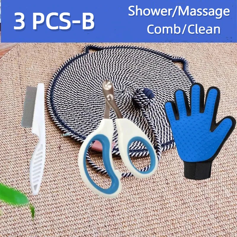 Hign Concerned Cat Grooming Kit Scissors Brush Gloves Comb