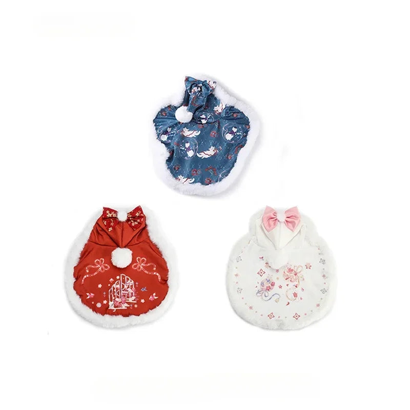Christmas Pet Cloak For Cats Warm Winter Costume Cozy Apparel