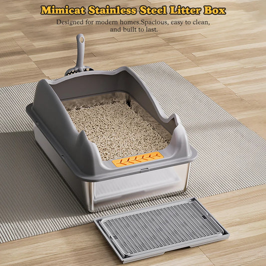 Feature Stainless Steel Cat Litter Box With Lid Odor