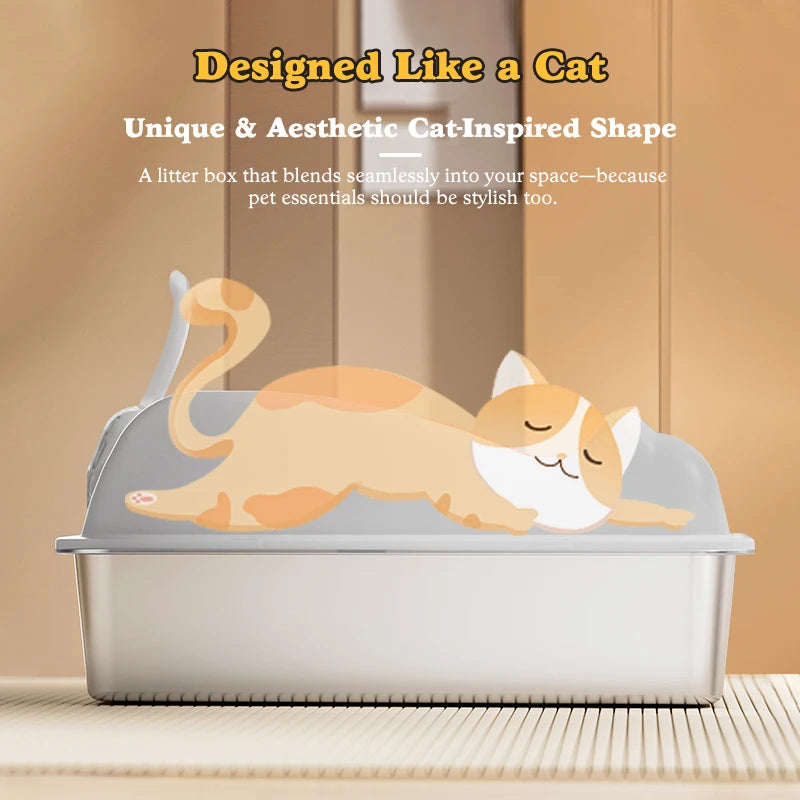 Feature Stainless Steel Cat Litter Box With Lid Odor