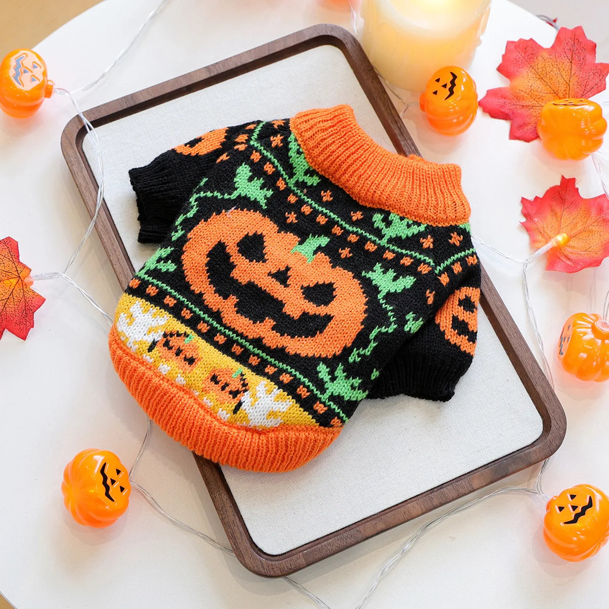 Halloween Pumpkin Knit Pet Sweater For Dogs And Cats