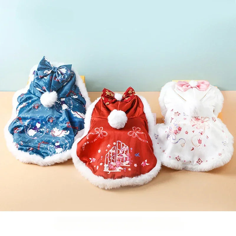Christmas Pet Cloak For Cats Warm Winter Costume Cozy Apparel