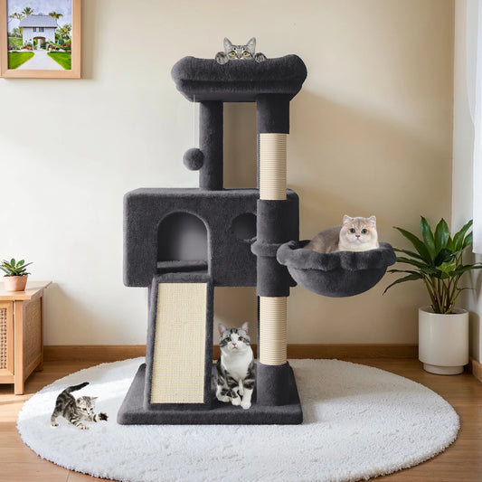 HOOMIC Cat Tree Multi Level Condo With Sisal Posts Hammock
