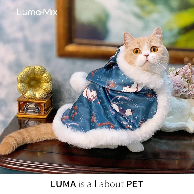 Christmas Pet Cloak For Cats Warm Winter Costume Cozy Apparel