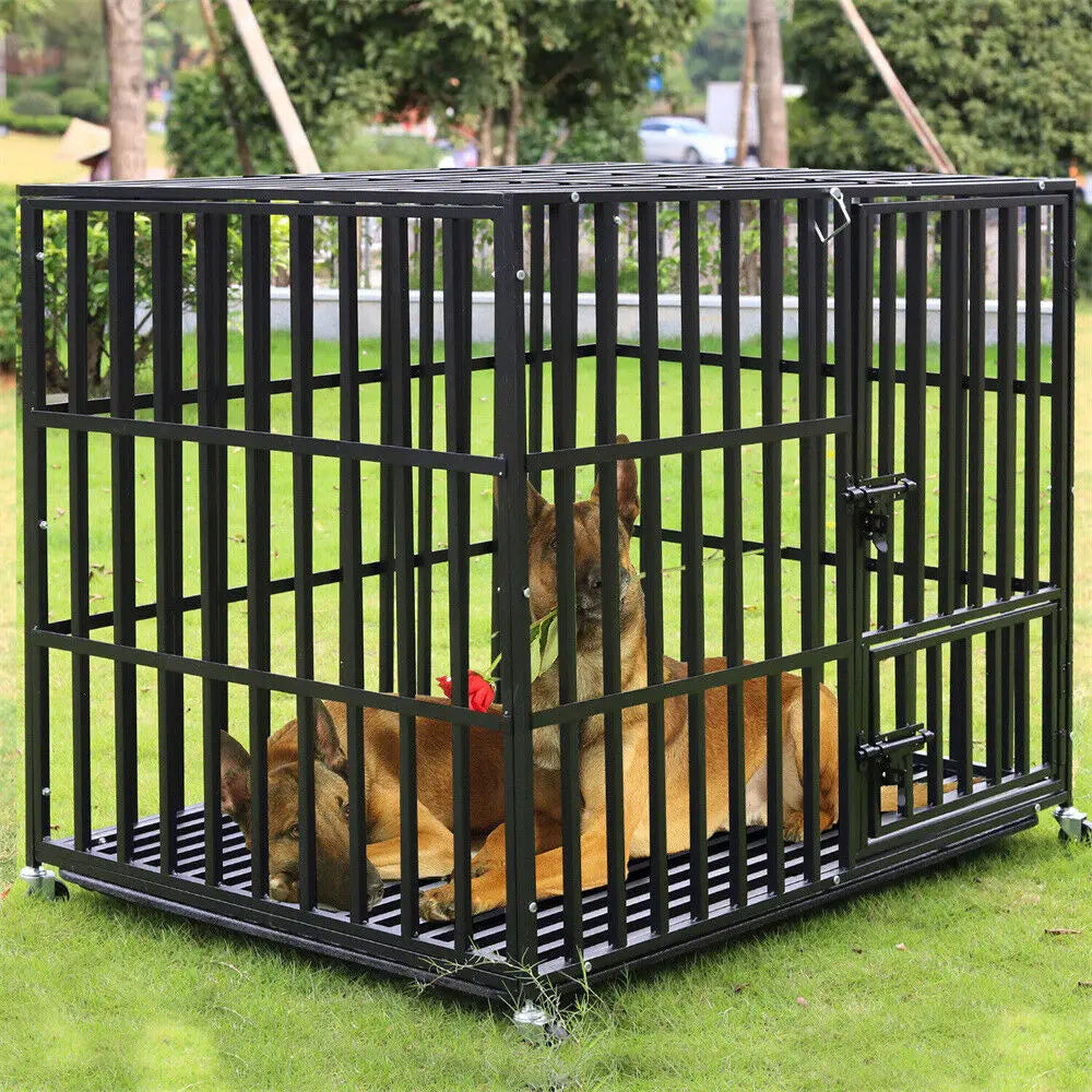 BINGOPAW Heavy Duty Dog Crate With Four Wheels And 3 Doors