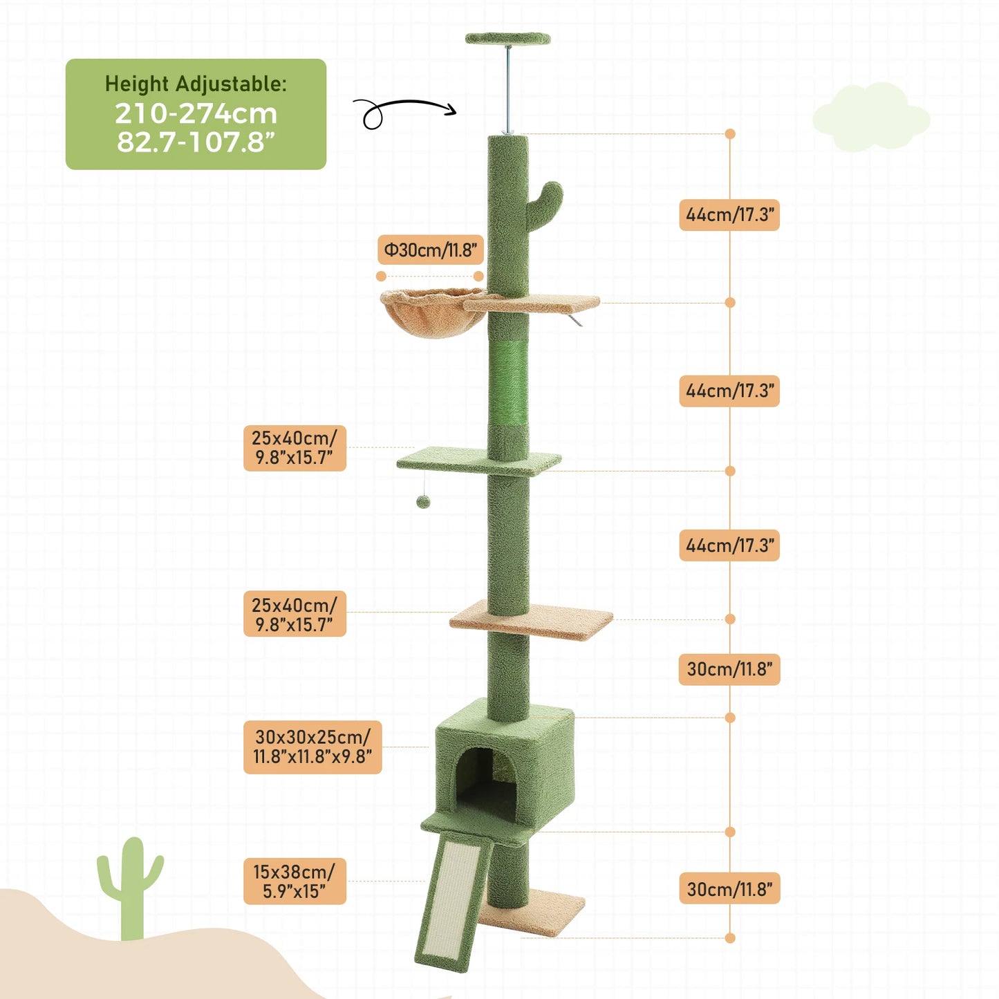 PEQULTICN Cat Tree Tall Indoor Condo With Scratching Post