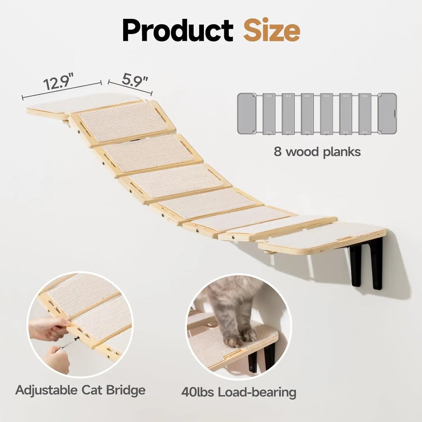 Mewoofun Cat Bridge Wall Mounted Climbing Shelves For Cats
