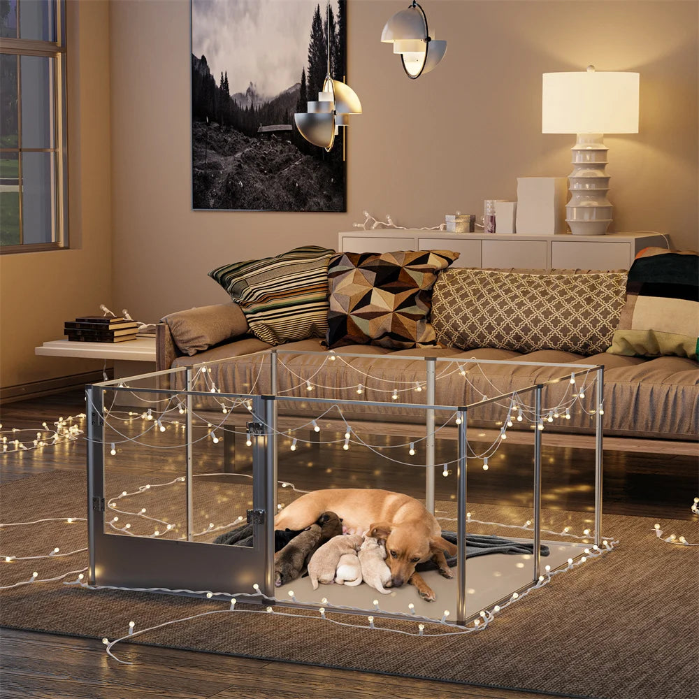 BORWARTH Dog Playpen Enclosure For Pets Whelping Box