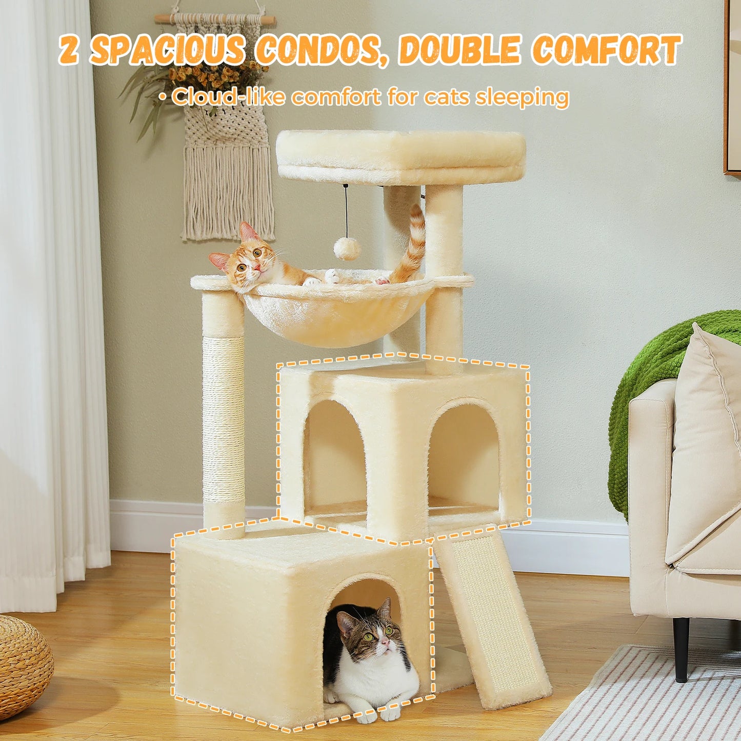 PEQULTICN Large Cat Tree Indoor Multi Level With Condos