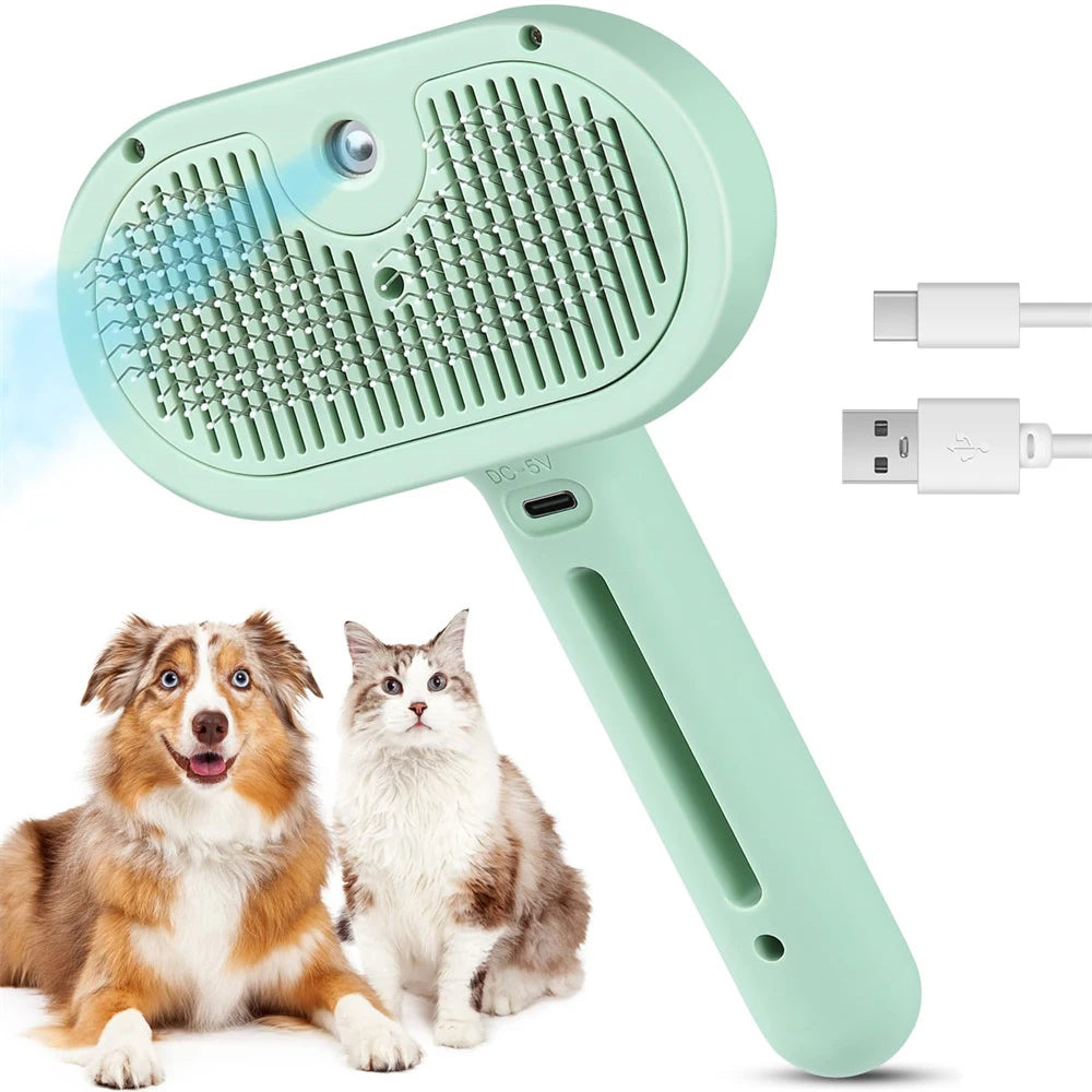Hign-concerned 3 In 1 Cat Dog Steam Brush Self Cleaning