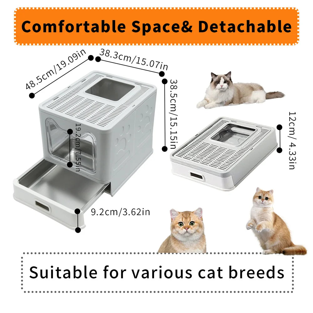 Feature Enclosed Stainless Steel Cat Litter Box Lid Incl
