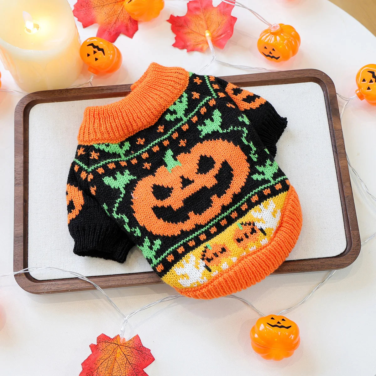 Halloween Pumpkin Knit Pet Sweater For Dogs And Cats