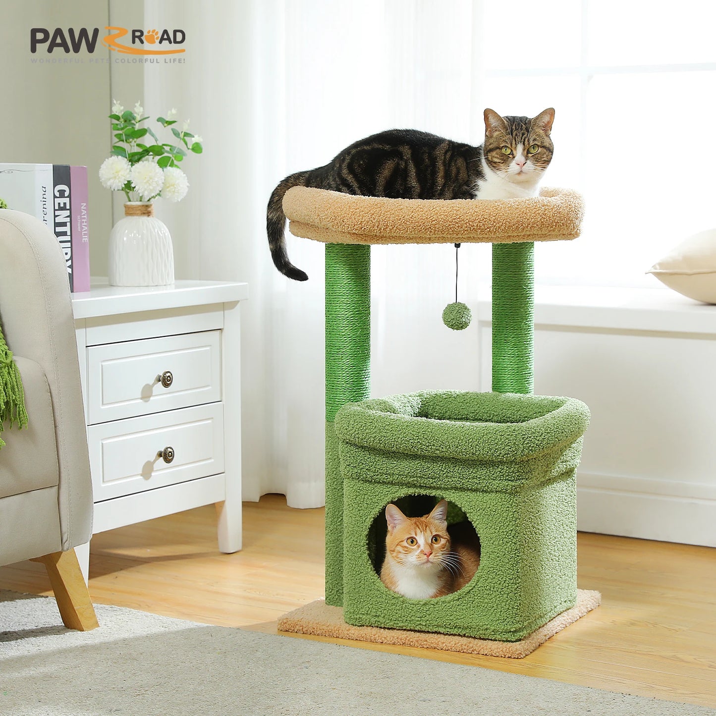 PEQULTICN Cat Tree Tower With Cozy Condo And Plush Perch