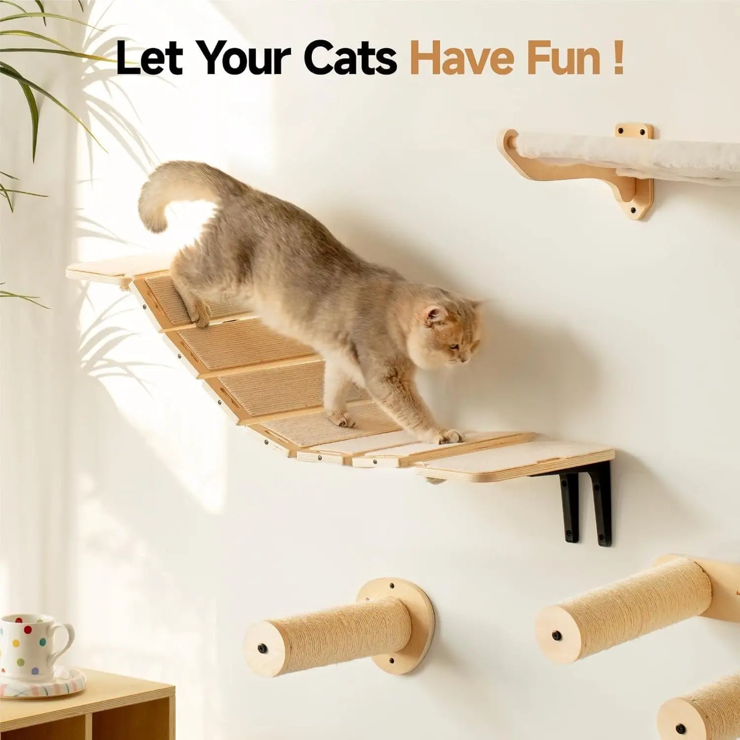 Mewoofun Cat Bridge Wall Mounted Climbing Shelves For Cats