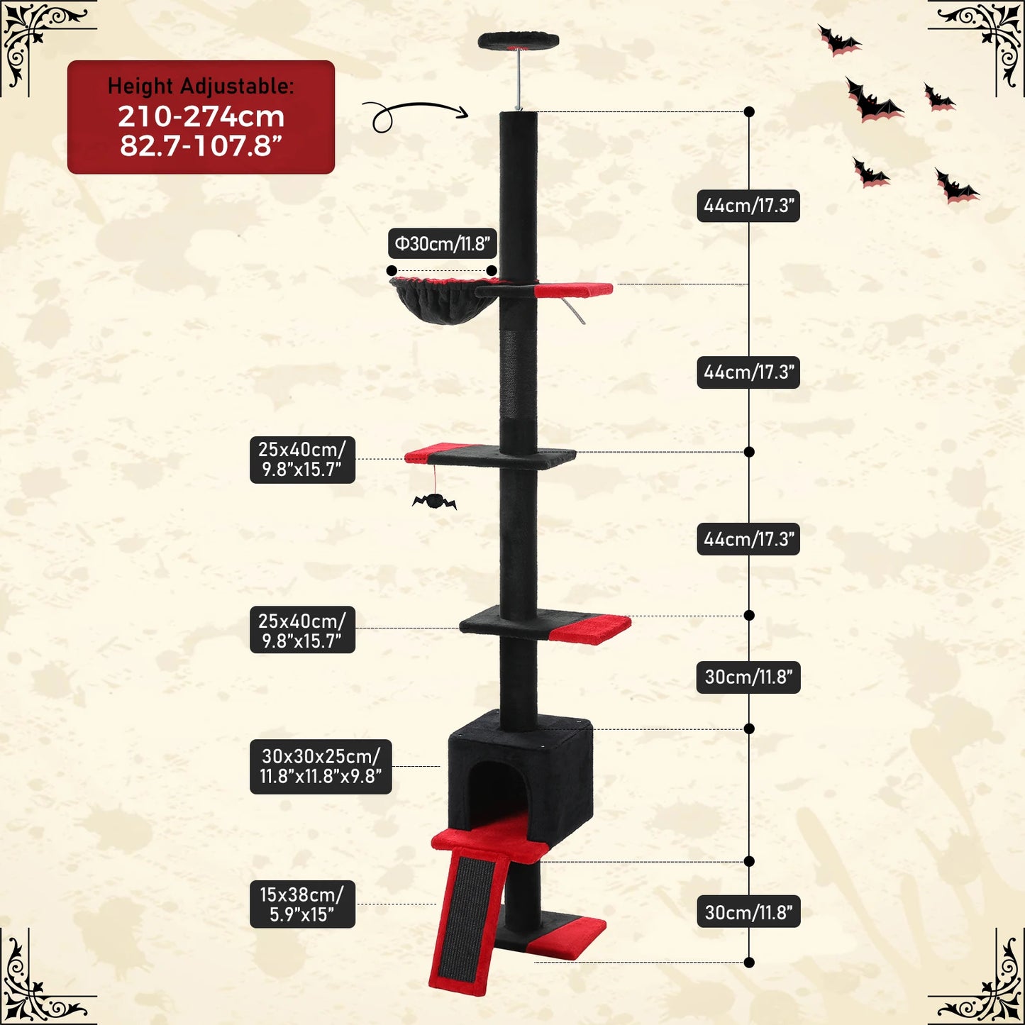 PEQULTICN Cat Tree Tall Indoor Condo With Scratching Post