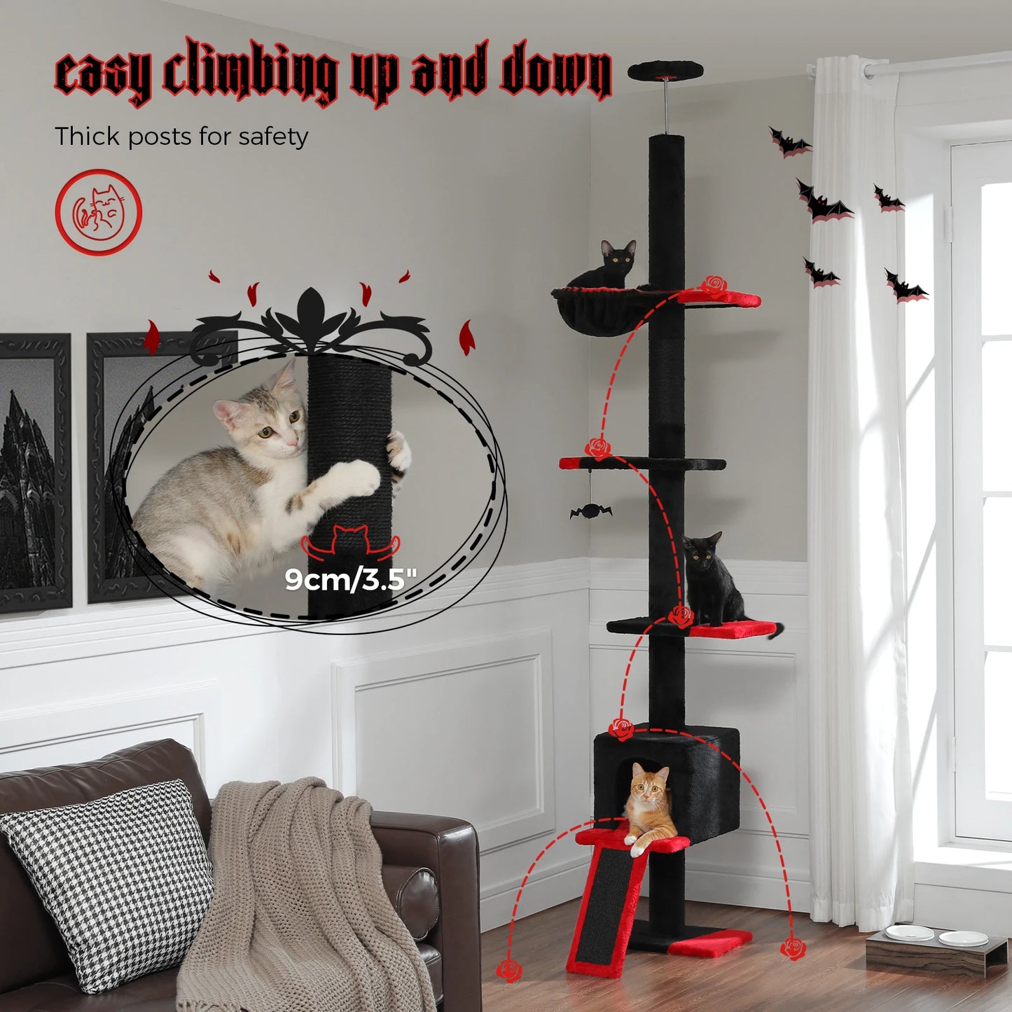 PEQULTICN Cat Tree Tall Indoor Condo With Scratching Post