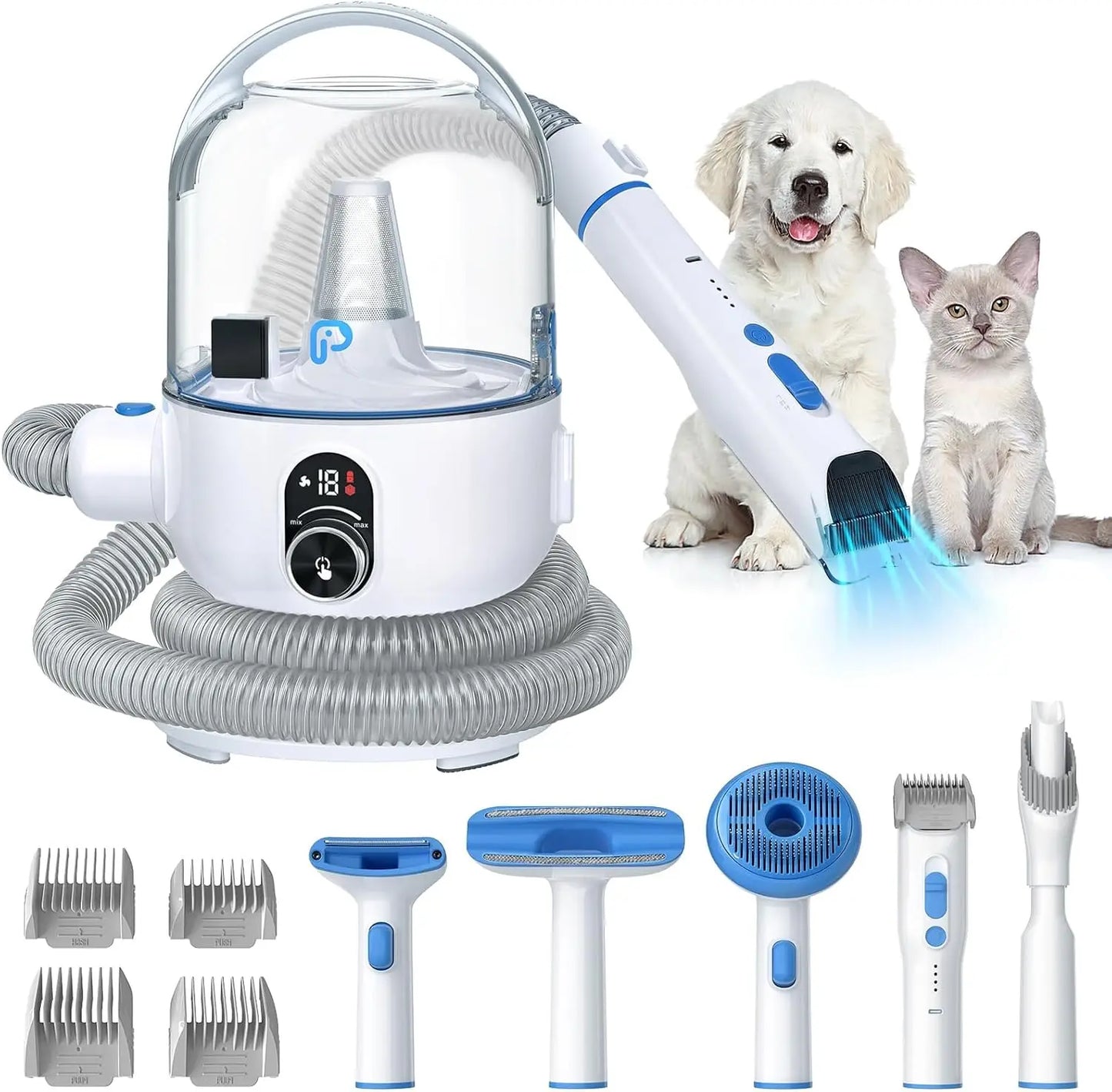 Hign-Concerned Pet Grooming Vacuum Kit 5 In 1 Low Noise
