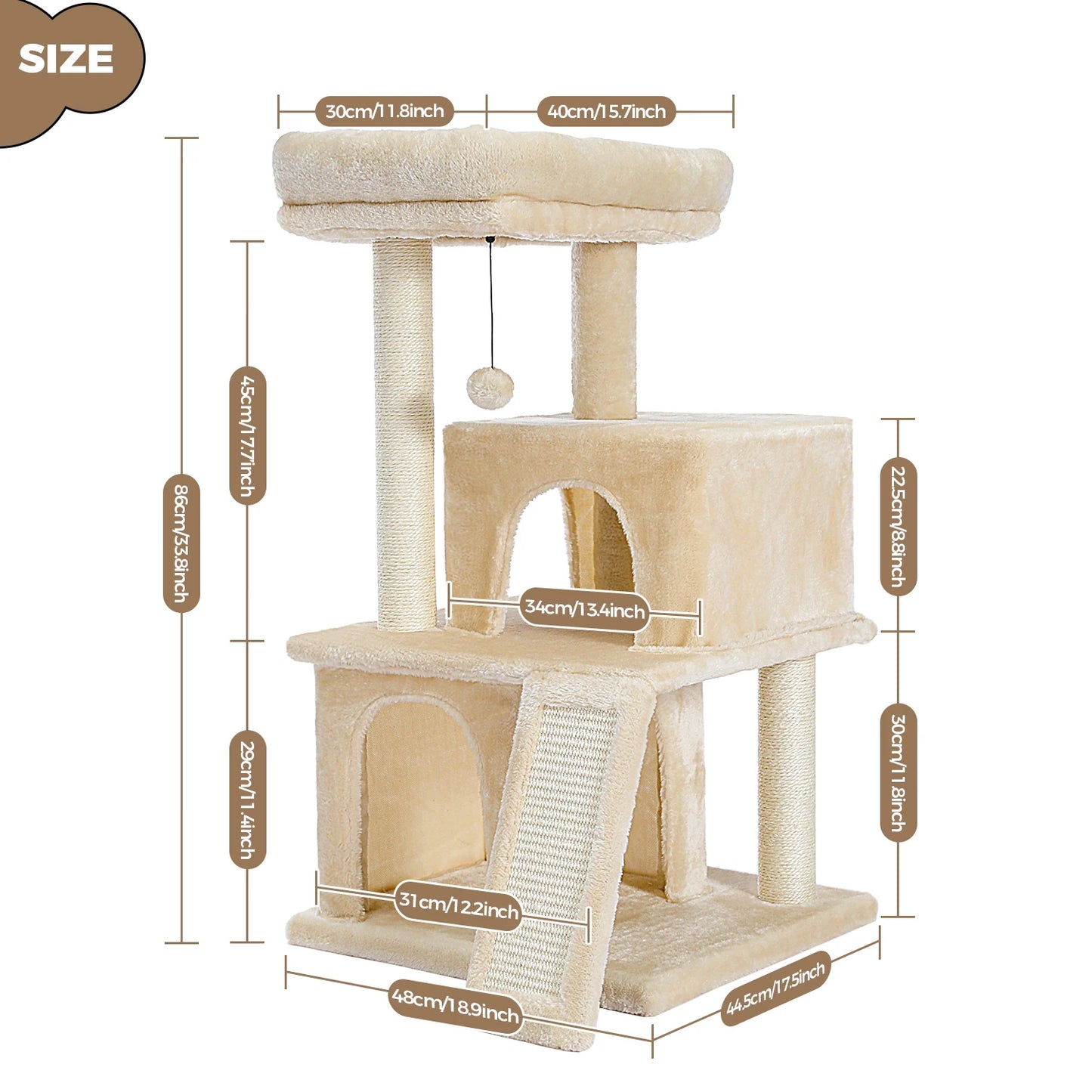 PEQULTICN Large Cat Tree Indoor Multi Level With Condos