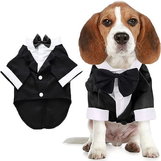 CN Zhejiang Dog Tuxedo Bow Tie Shirt Formal Pet Attire