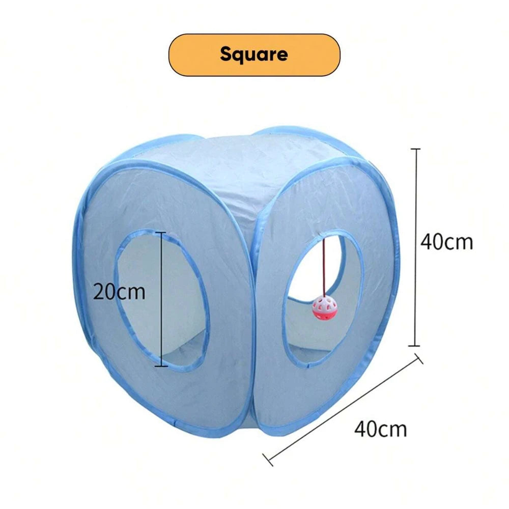 3 Way Foldable Cat Tunnel Interactive Toy With Peep Hole