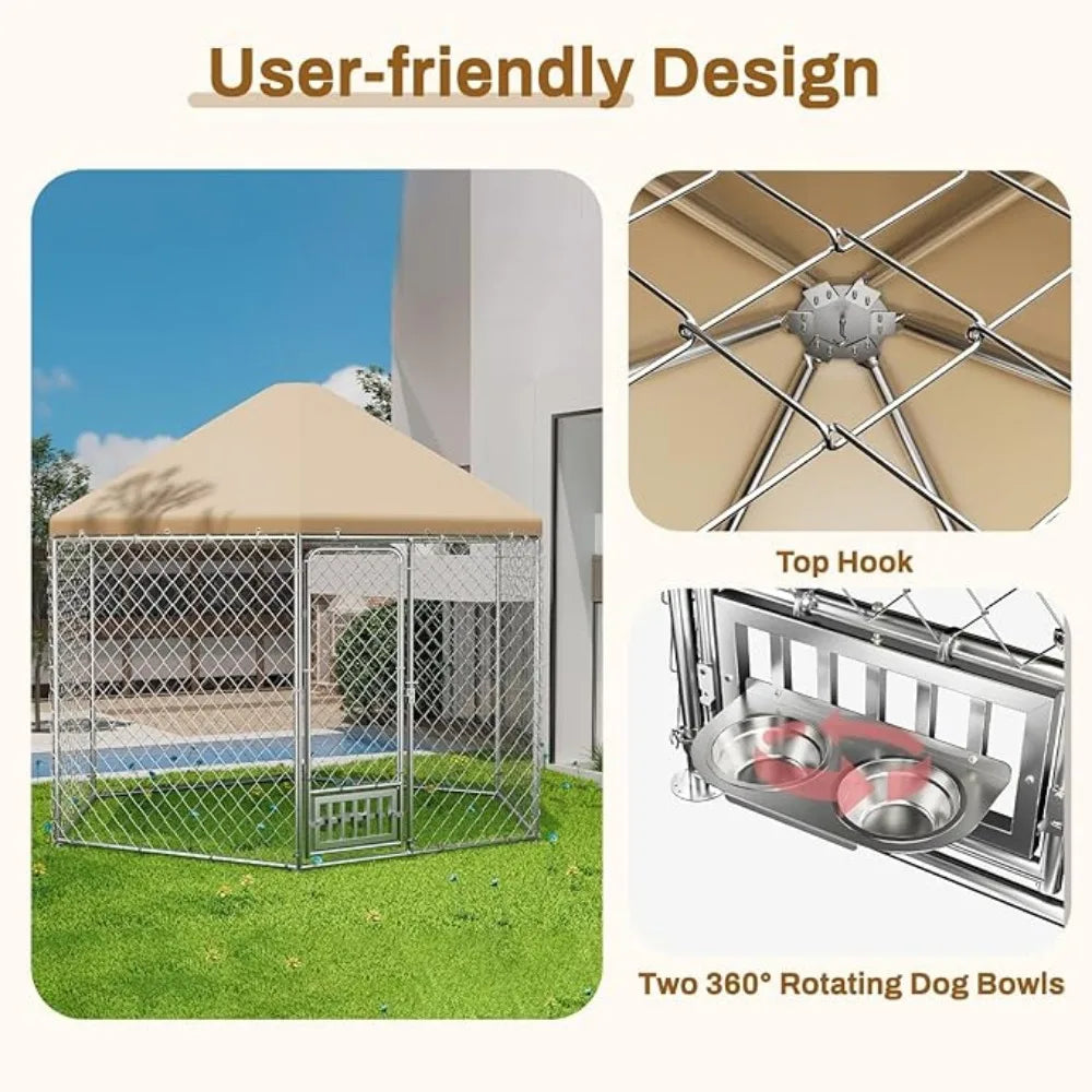 DAFIFY Outdoor Dog Kennel With Cover Heavy Duty Run Cage