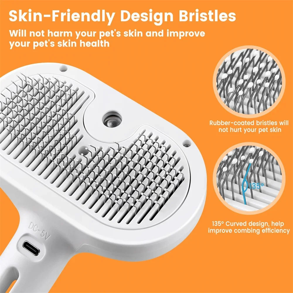 Hign-concerned 3 In 1 Cat Dog Steam Brush Self Cleaning