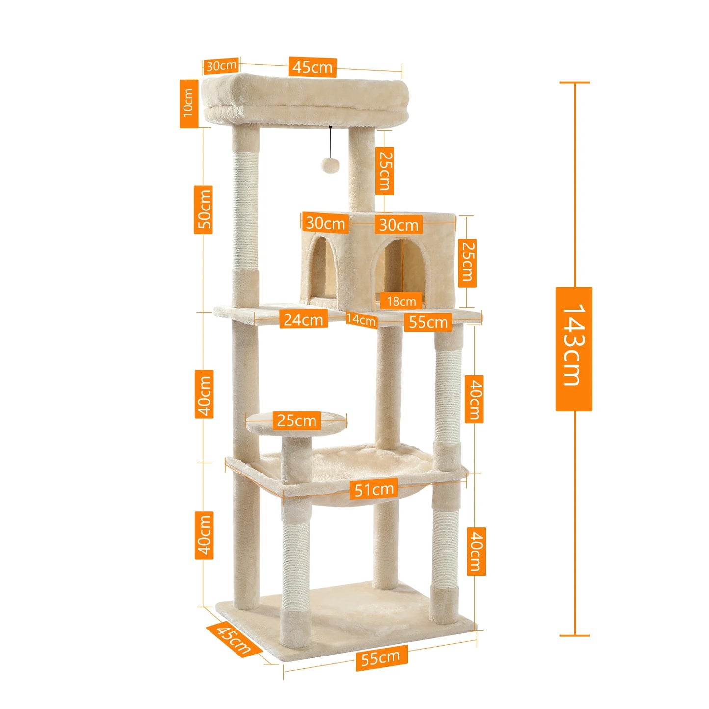PAWZ Road Cat Tree Indoor Cozy Condo Tower With Hammock