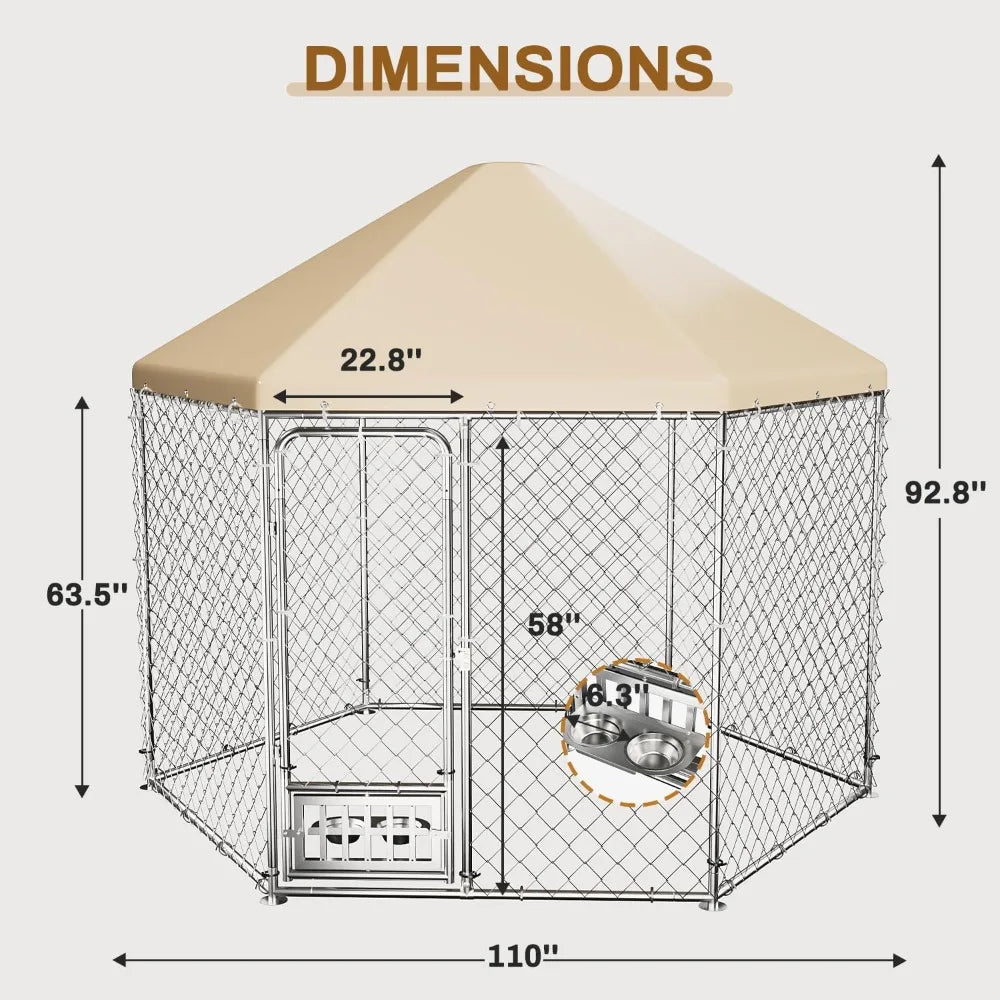 DAFIFY Outdoor Dog Kennel With Cover Heavy Duty Run Cage